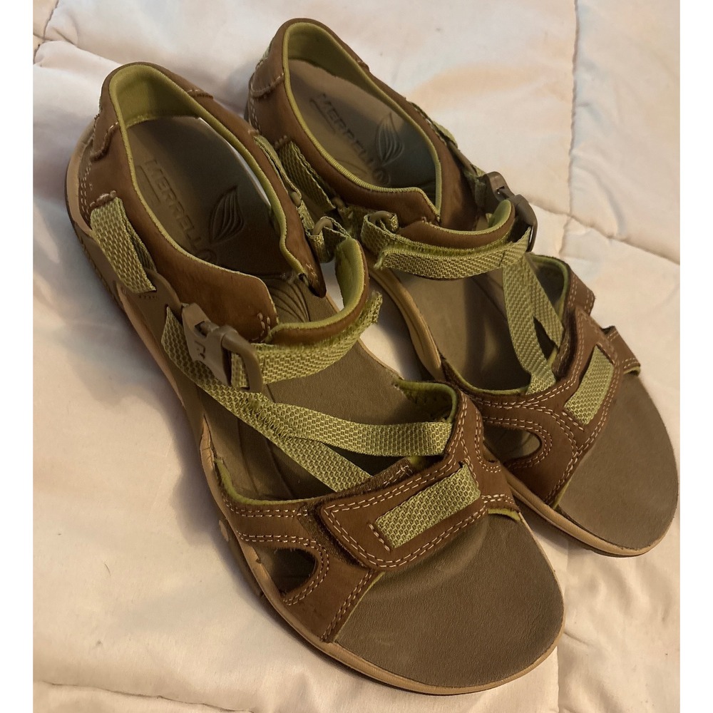 Merrell Otter Performance Brown Leather Strappy Hiking Sandals - Women's Size 10